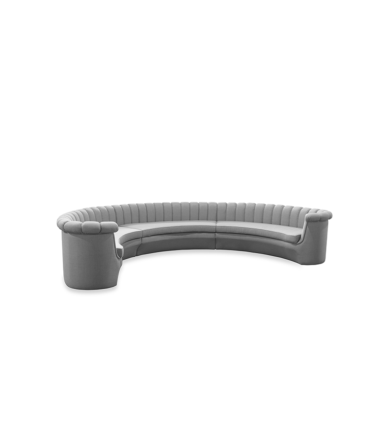 Hera Round Three Sofa - Fully Upholstered In Twill - Home'Society