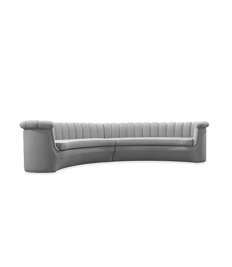 Hera Round Two Sofa - With A Modern Design Fully Upholstered In Twill - Home'Society