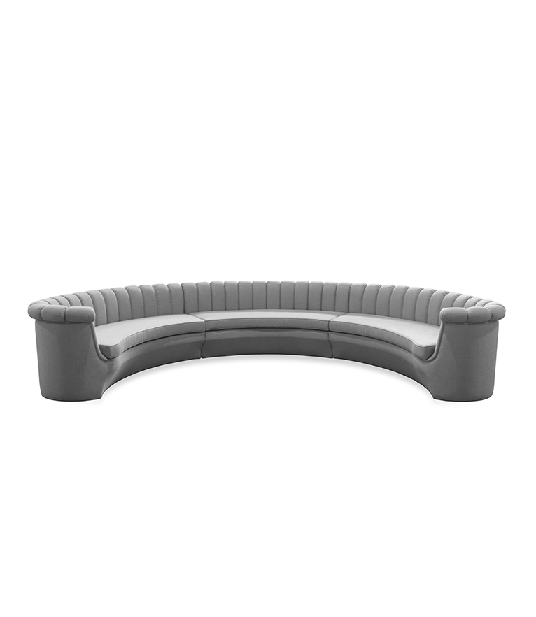 Hera Round Three Sofa - Fully Upholstered In Twill - Home'Society