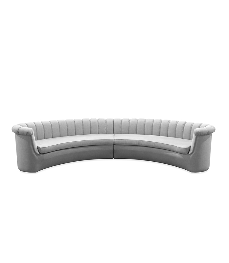 Hera Round Two Sofa - With A Modern Design Fully Upholstered In Twill - Home'Society
