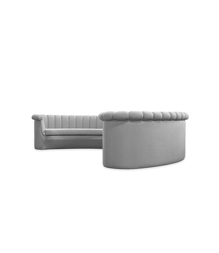 Hera Round Three Sofa - Fully Upholstered In Twill - Home'Society