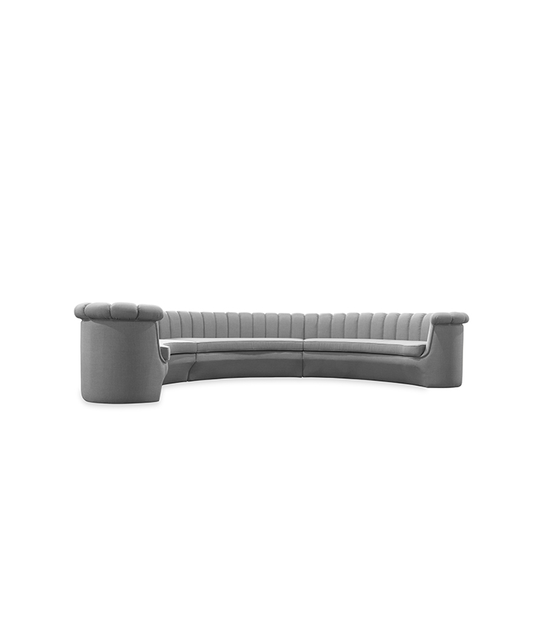 Hera Round Three Sofa - Fully Upholstered In Twill - Home'Society