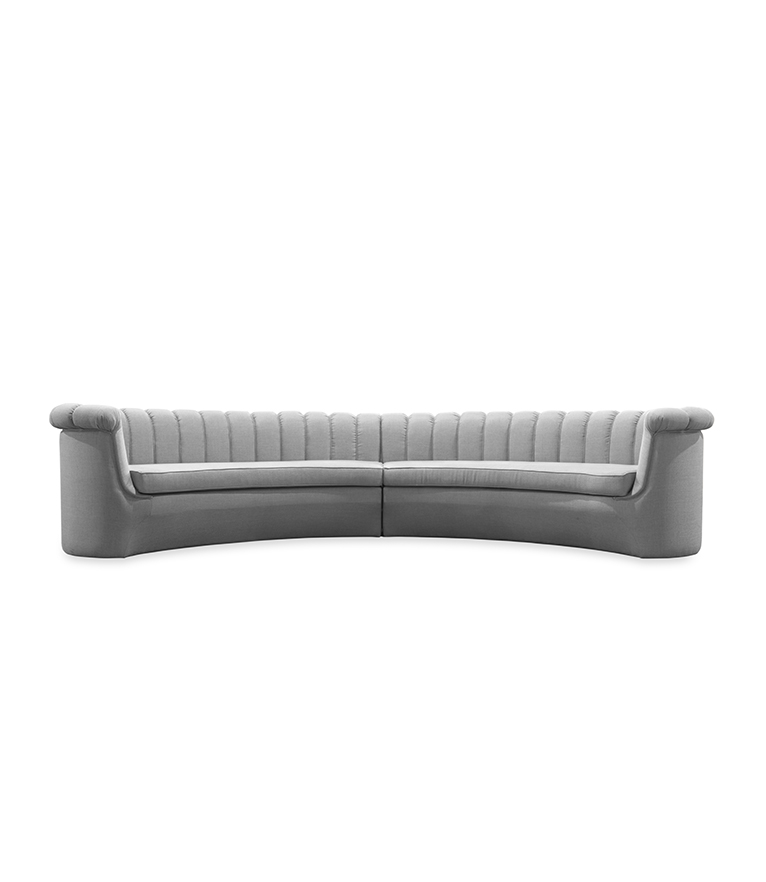 Hera Round Two Sofa - With A Modern Design Fully Upholstered In Twill - Home'Society