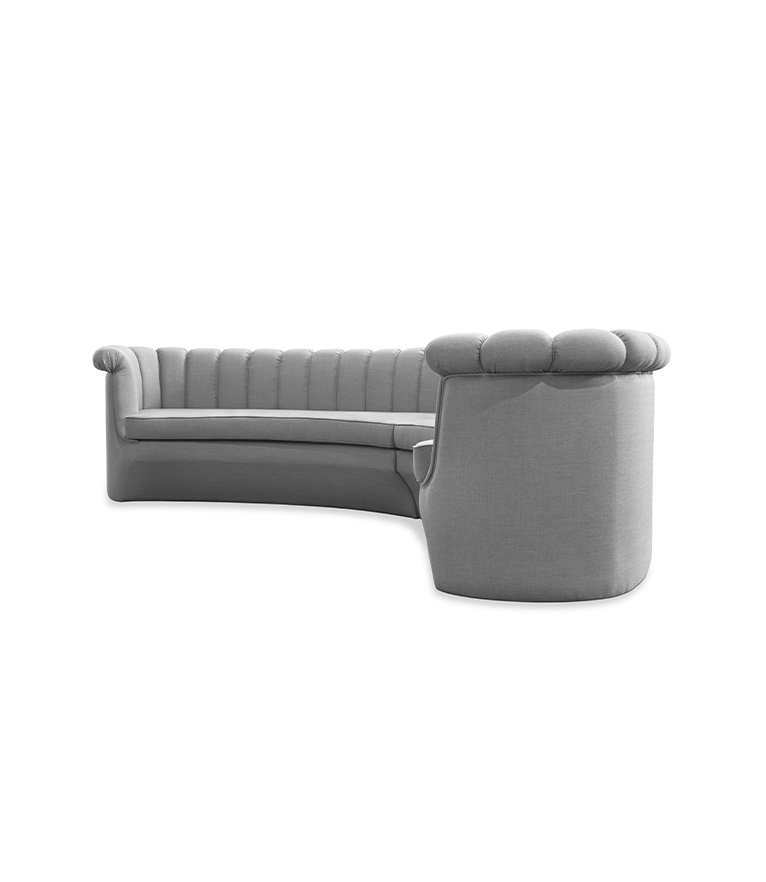 Hera Round Two Sofa - With A Modern Design Fully Upholstered In Twill - Home'Society