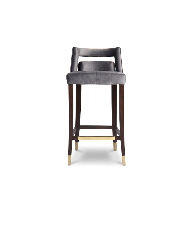 Naj Counter Stool - with Nickeled Nail Trim Modern Contemporary Design - Home'Society