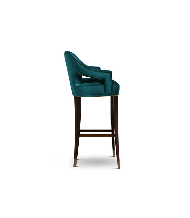 Nº20 Counter Stool - Bronze Nail Trim and Wood Legs Modern Design - Home'Society