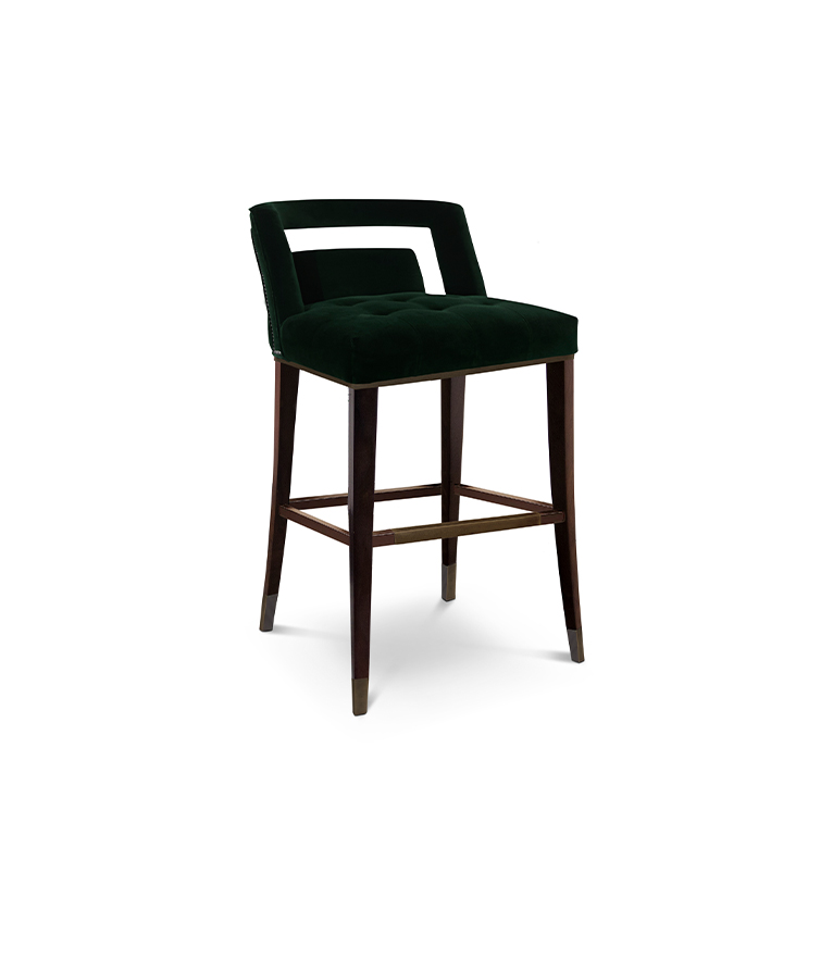 Naj Counter Stool - with Nickeled Nail Trim Modern Contemporary Design - Home'Society
