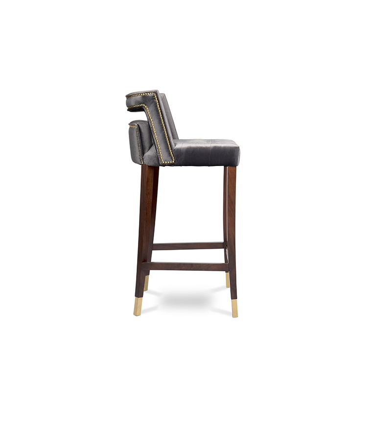 Naj Counter Stool - with Nickeled Nail Trim Modern Contemporary Design - Home'Society