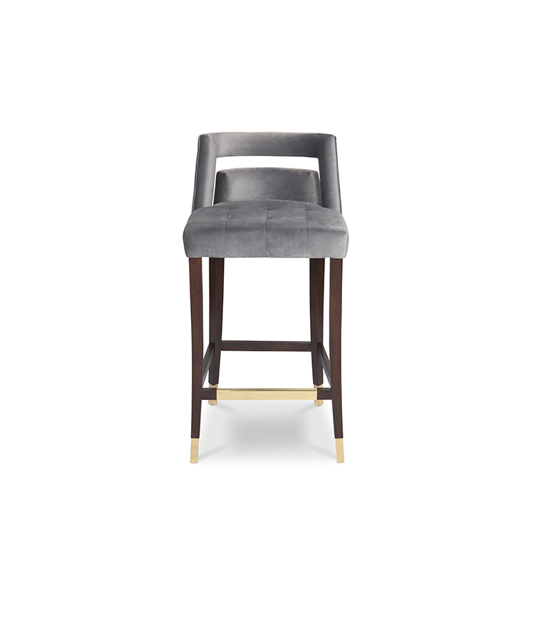 Naj Counter Stool - with Nickeled Nail Trim Modern Contemporary Design - Home'Society