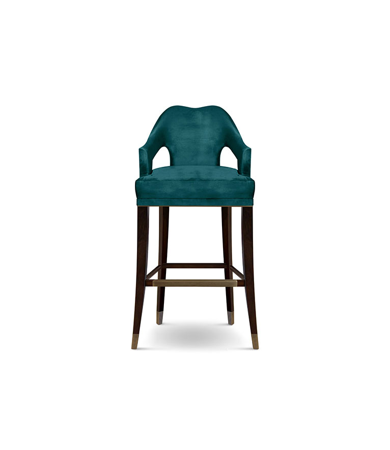 Nº20 Counter Stool - Bronze Nail Trim and Wood Legs Modern Design - Home'Society