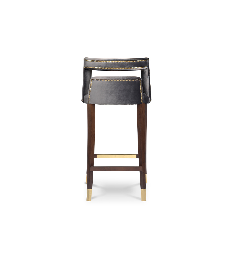 Naj Counter Stool - with Nickeled Nail Trim Modern Contemporary Design - Home'Society