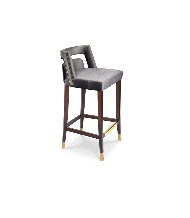 Naj Counter Stool - with Nickeled Nail Trim Modern Contemporary Design - Home'Society