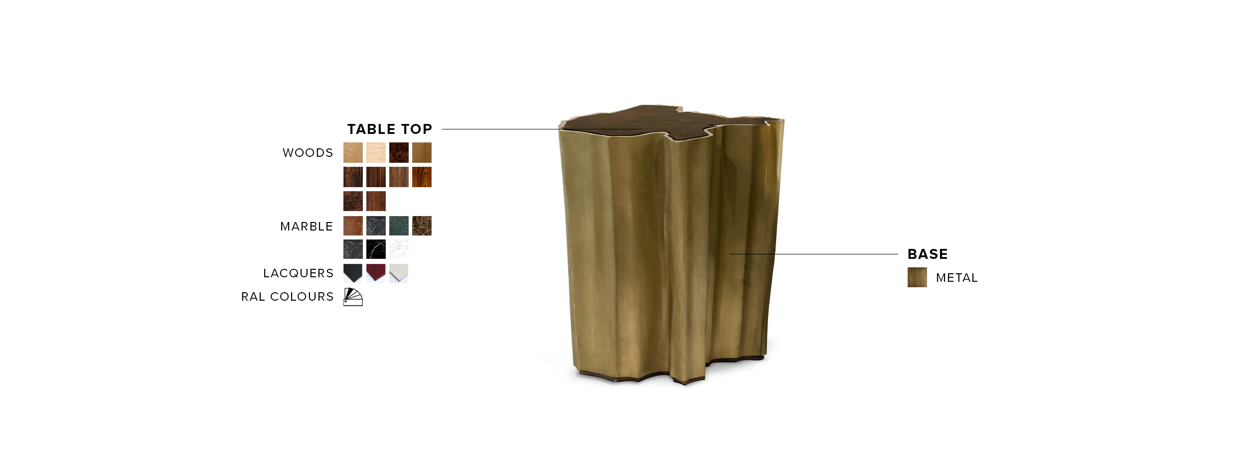 Sequoia Side Table Small - Modern In Brushed Brass Modern Design - Home'Society