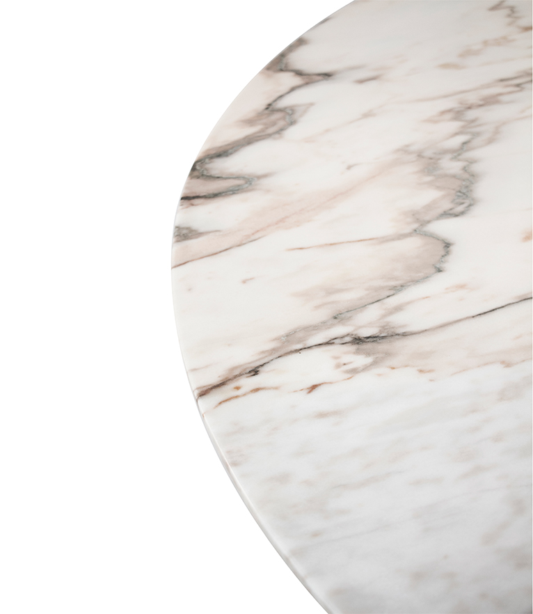 Agra Dining Table - White Marble Round with Polished Gold Details - Home'Society