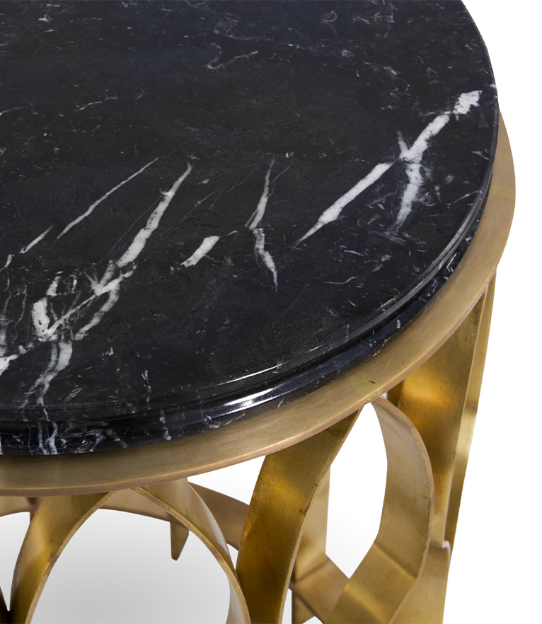 Mecca Side Table - Marble Table Top and Brass Structure - Home'Society