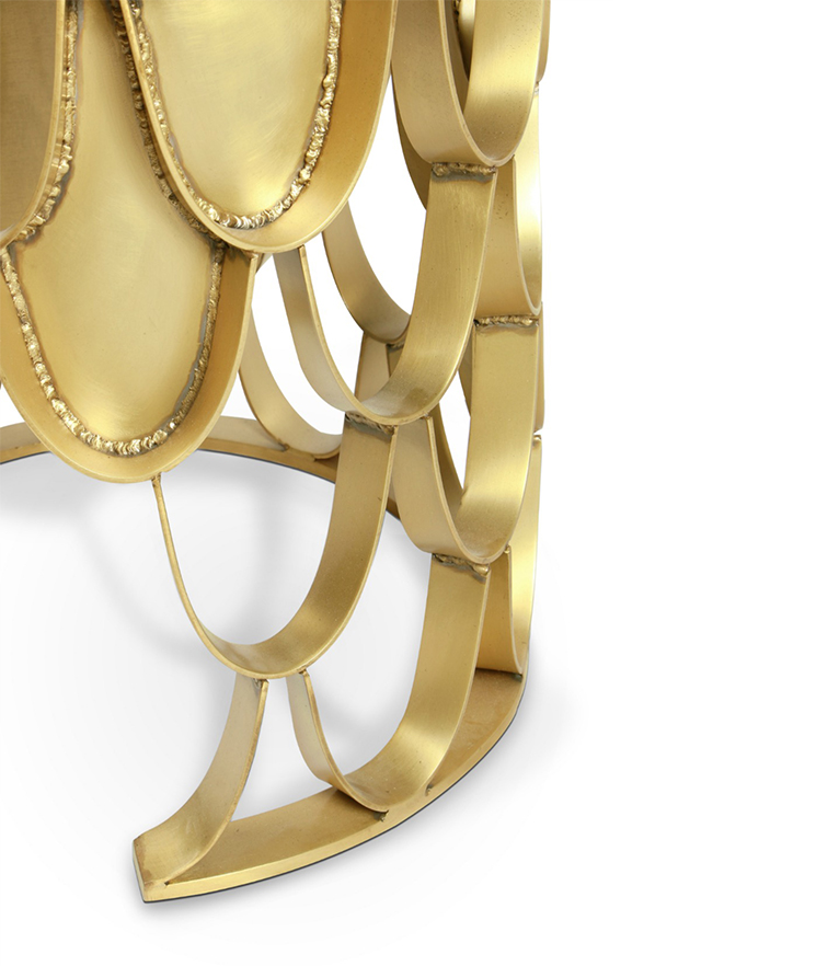 Koi Stool - Brushed Brass Matte Base Modern Contemporary Design - Home'Society