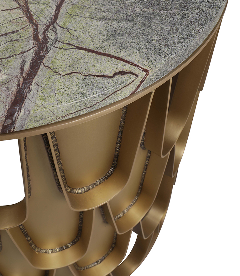 Koi II Side Table - With Brass Matte Base Modern Contemporary - Home'Society