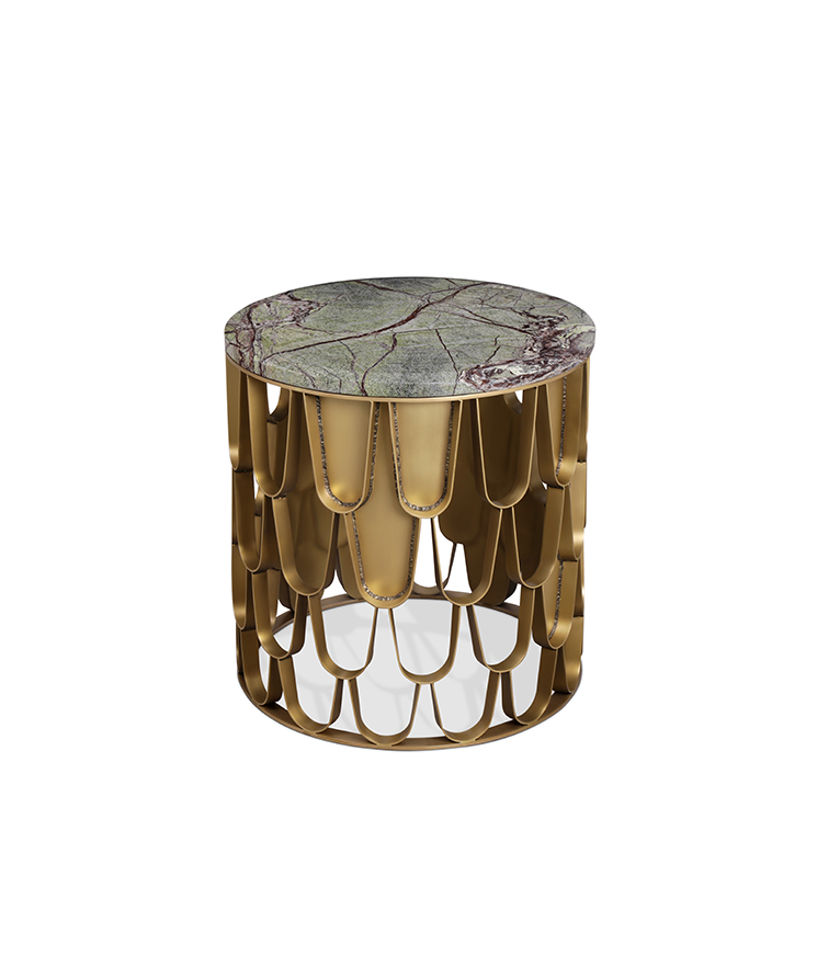 Koi II Side Table - With Brass Matte Base Modern Contemporary - Home'Society