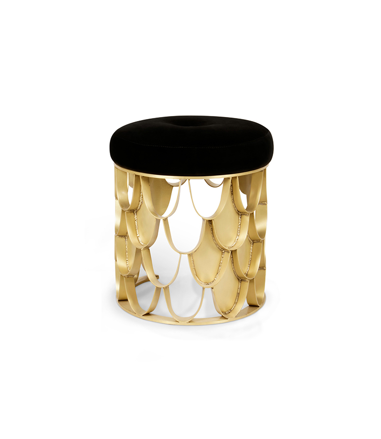Koi Stool - Brushed Brass Matte Base Modern Contemporary Design - Home'Society