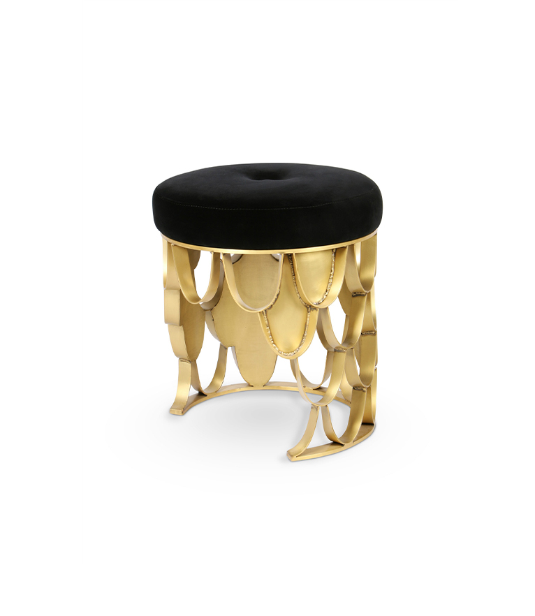 Koi Stool - Brushed Brass Matte Base Modern Contemporary Design - Home'Society