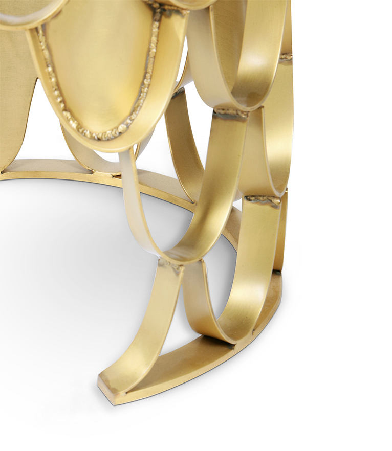 Koi Stool - Brushed Brass Matte Base Modern Contemporary Design - Home'Society