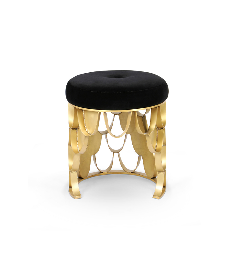 Koi Stool - Brushed Brass Matte Base Modern Contemporary Design - Home'Society