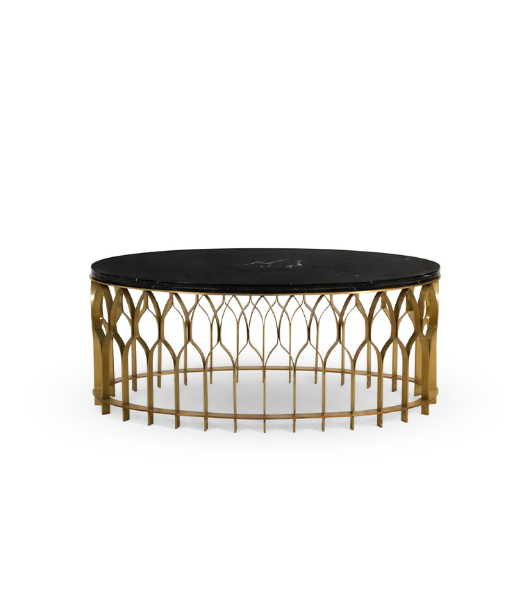 Mecca Oval Coffee Table - with Brass Base and Marble Tabletop Modern - Home'Society