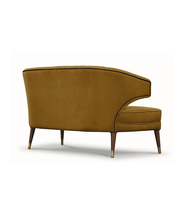 Ibis 2 Seat Sofa - Brass Nailhead Trim Modern Contemporary - Home'Society