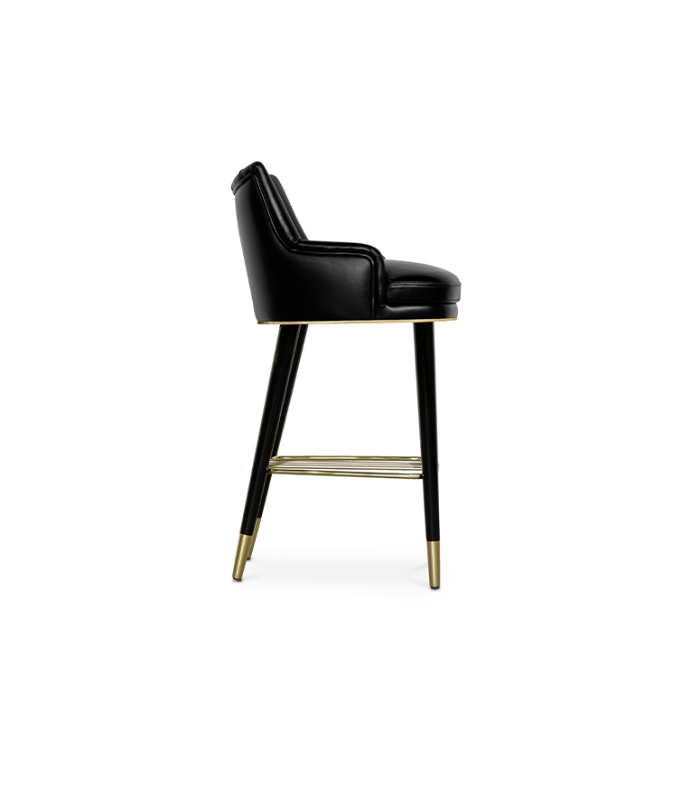 Plum Counter Stool - with Glossy Black Legs Modern Contemporary Design - Home'Society