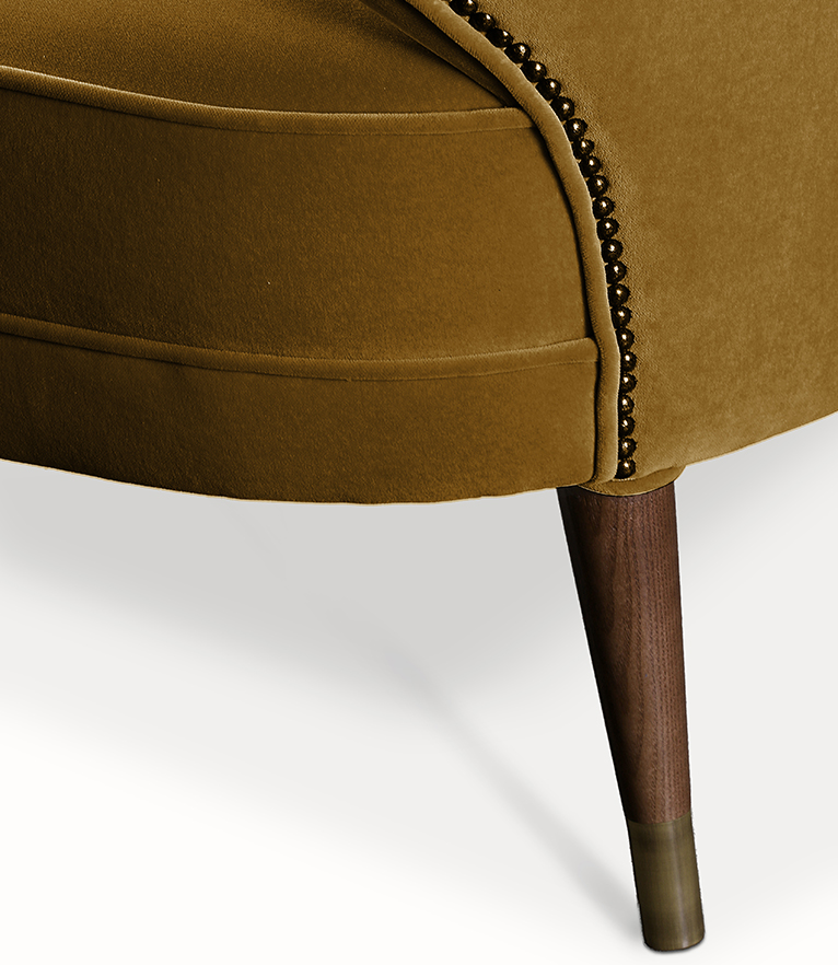 Ibis 2 Seat Sofa - Brass Nailhead Trim Modern Contemporary - Home'Society