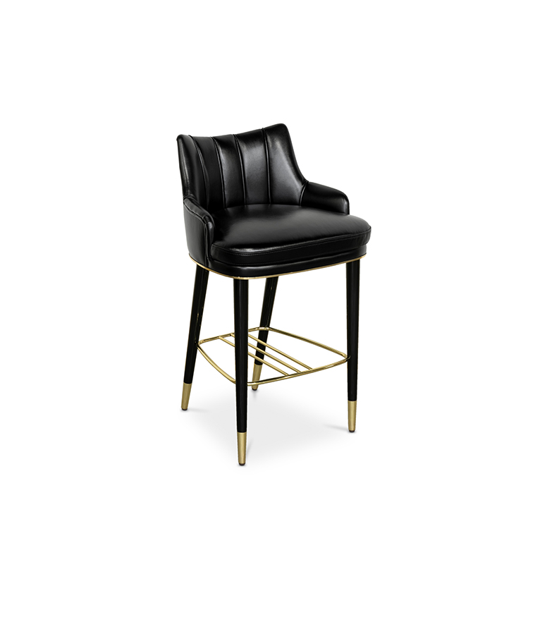 Plum Counter Stool - with Glossy Black Legs Modern Contemporary Design - Home'Society
