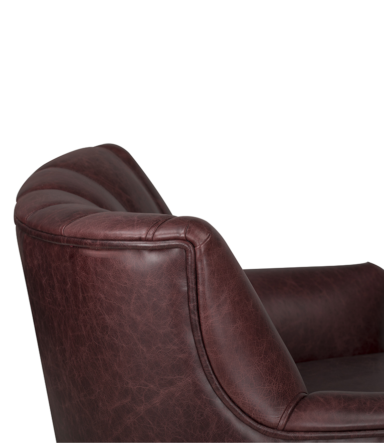 Plum Single Sofa - Fully Upholstered Leather Modern Contemporary Design - Home'Society