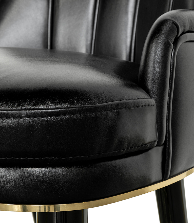Plum Counter Stool - with Glossy Black Legs Modern Contemporary Design - Home'Society