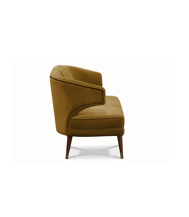 Ibis 2 Seat Sofa - Brass Nailhead Trim Modern Contemporary - Home'Society