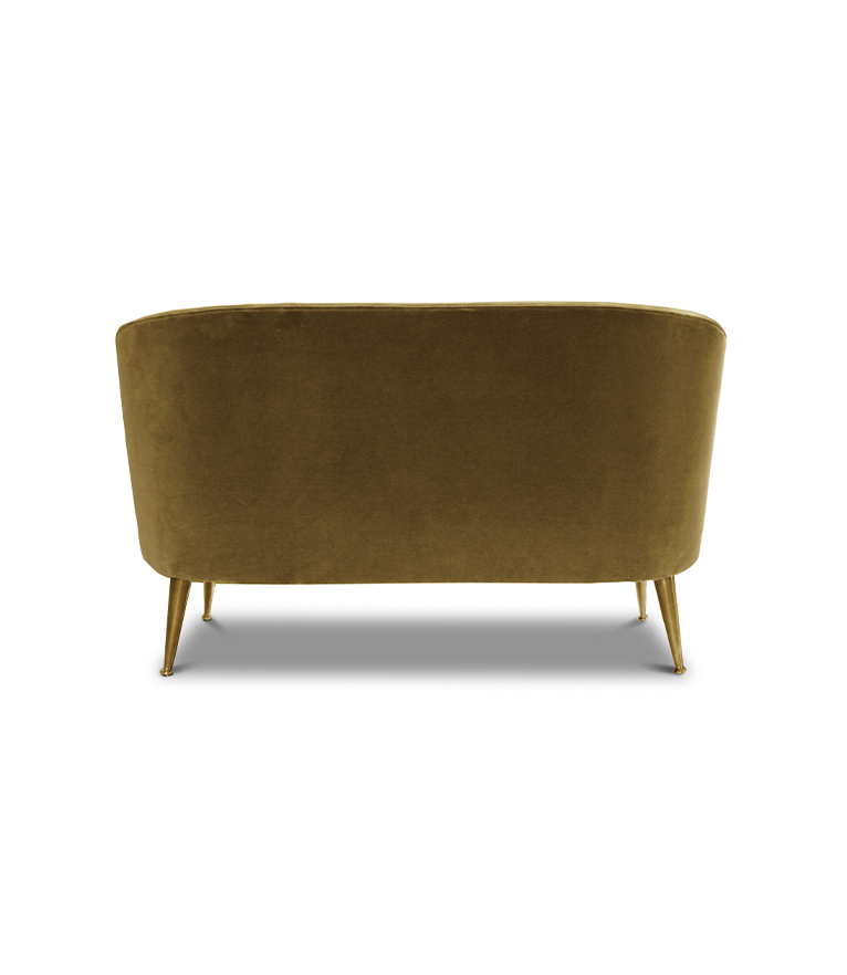 Maya 2 Seat Sofa - in Velvet with Legs in Aged Brass Modern Midcentury - Home'Society