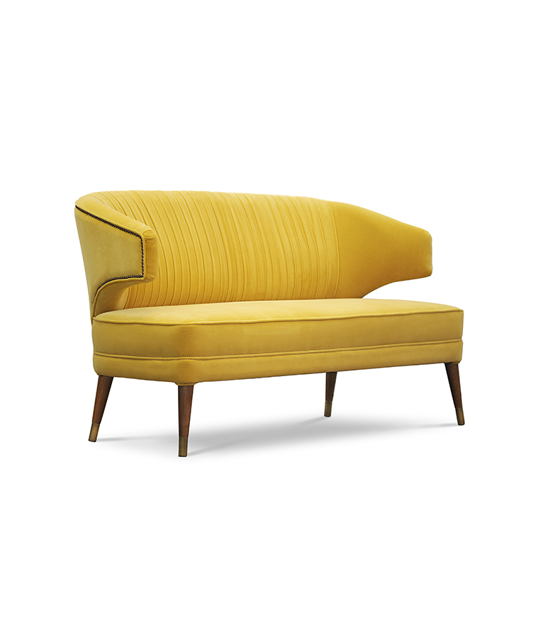 Ibis 2 Seat Sofa - Brass Nailhead Trim Modern Contemporary - Home'Society