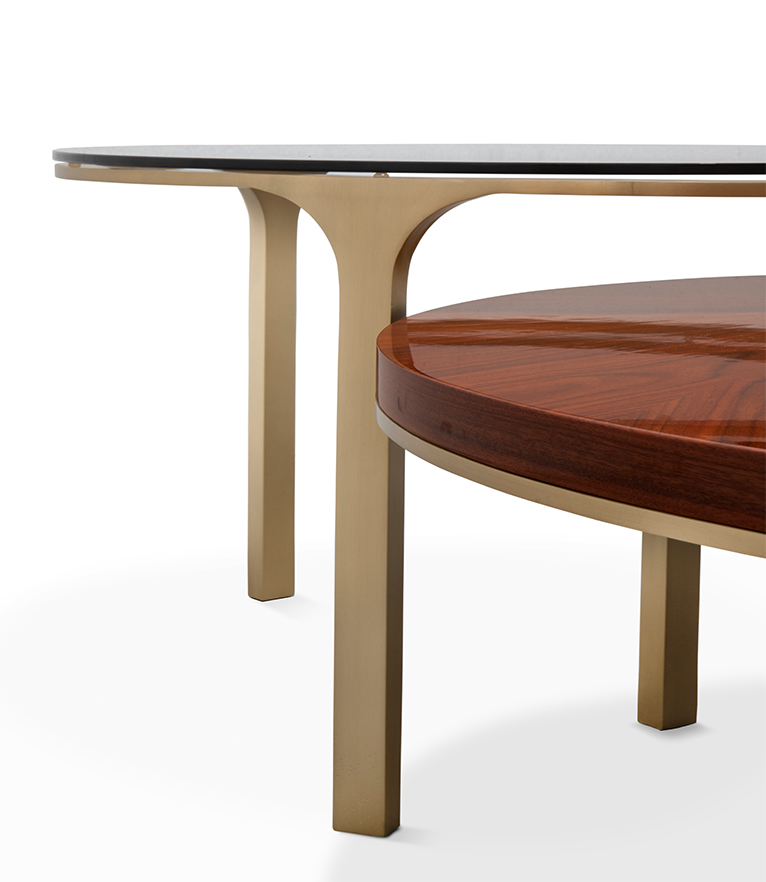 Luray Coffee Table - Modern In Brushed Brass - Home'Society
