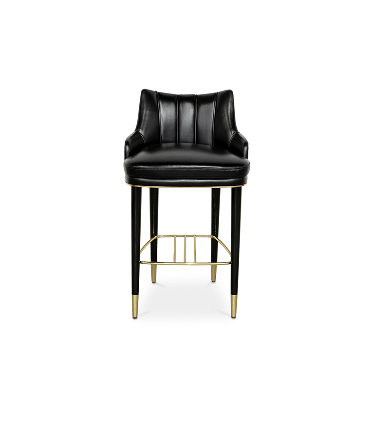 Plum Counter Stool - with Glossy Black Legs Modern Contemporary Design - Home'Society