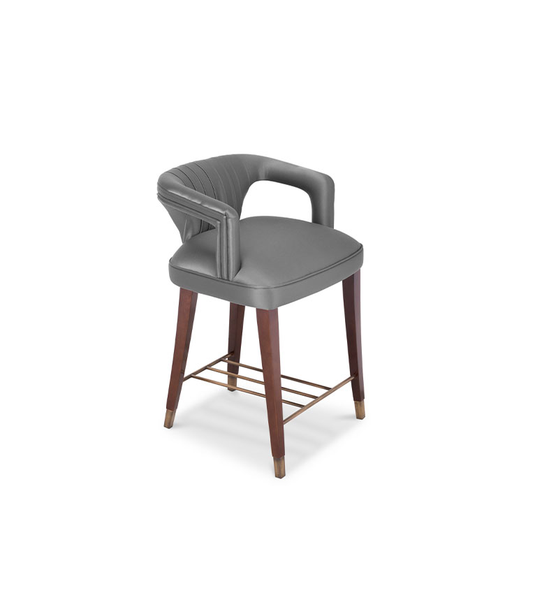 Karoo Counter Stool - Wood Legs and Brass Details Modern Contemporary - Home'Society