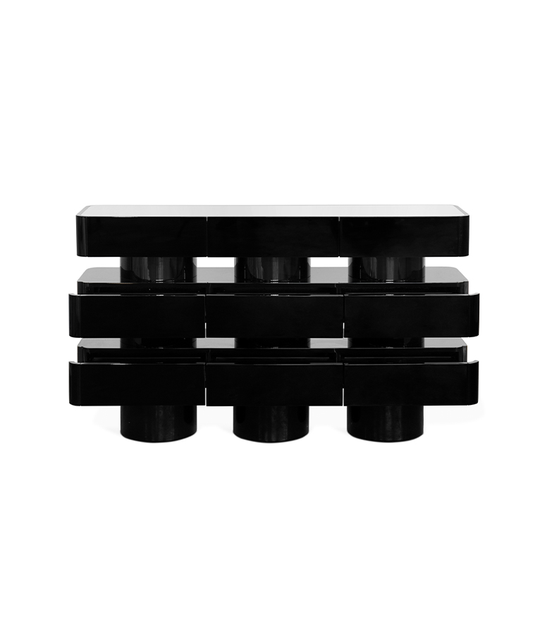 Shinto Console - Black and White Design in Black Lacquer Modern Contemporary - Home'Society