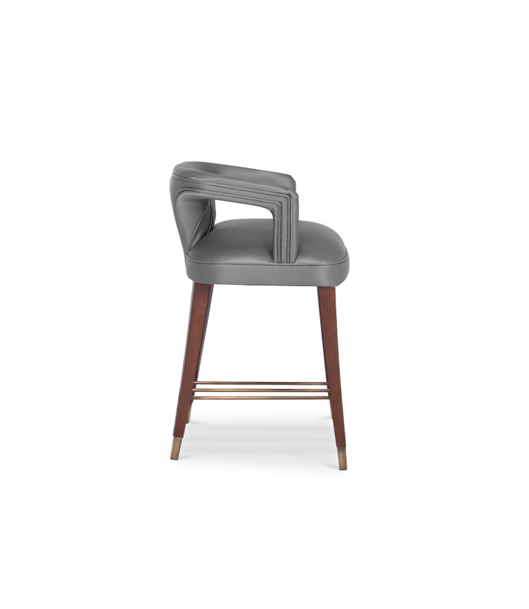 Karoo Counter Stool - Wood Legs and Brass Details Modern Contemporary - Home'Society