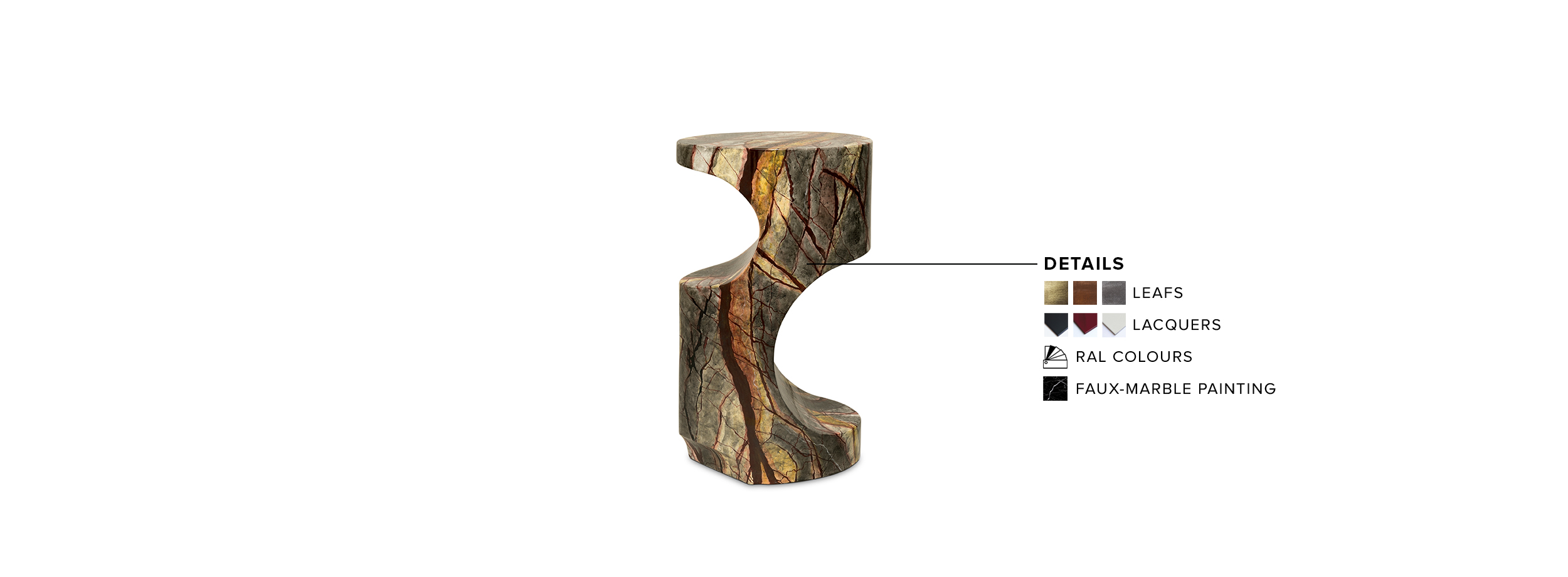 Bryce II Side Table - In Forest Brown Faux-Marble With A Modern Design - Home'Society