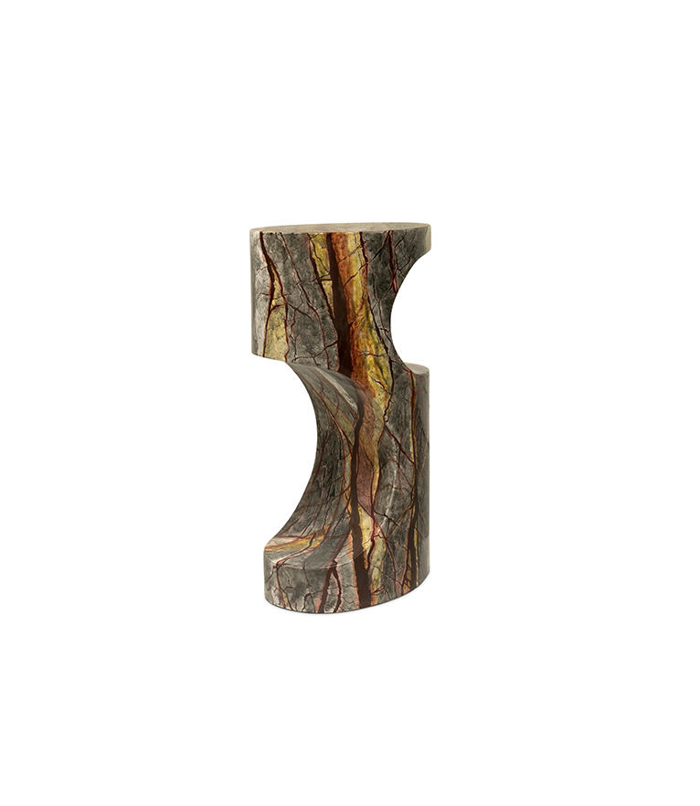 Bryce II Side Table - In Forest Brown Faux-Marble With A Modern Design - Home'Society