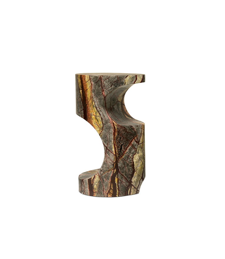 Bryce II Side Table - In Forest Brown Faux-Marble With A Modern Design - Home'Society