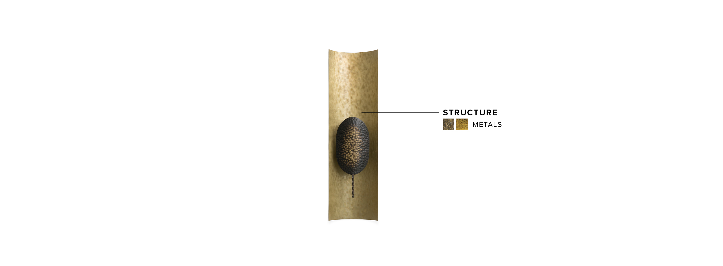 Panji Wall Light - Hammered Brass with Matte Varnish Modern Contemporary - Home'Society
