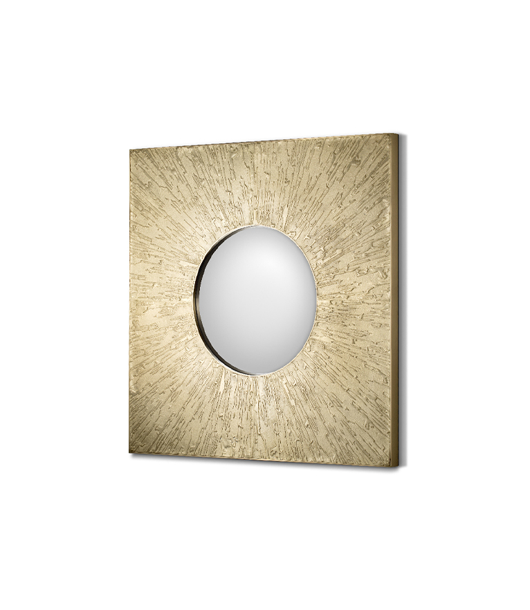 Huli Square Mirror - Matte Casted Brass Modern Contemporary Design - Home'Society