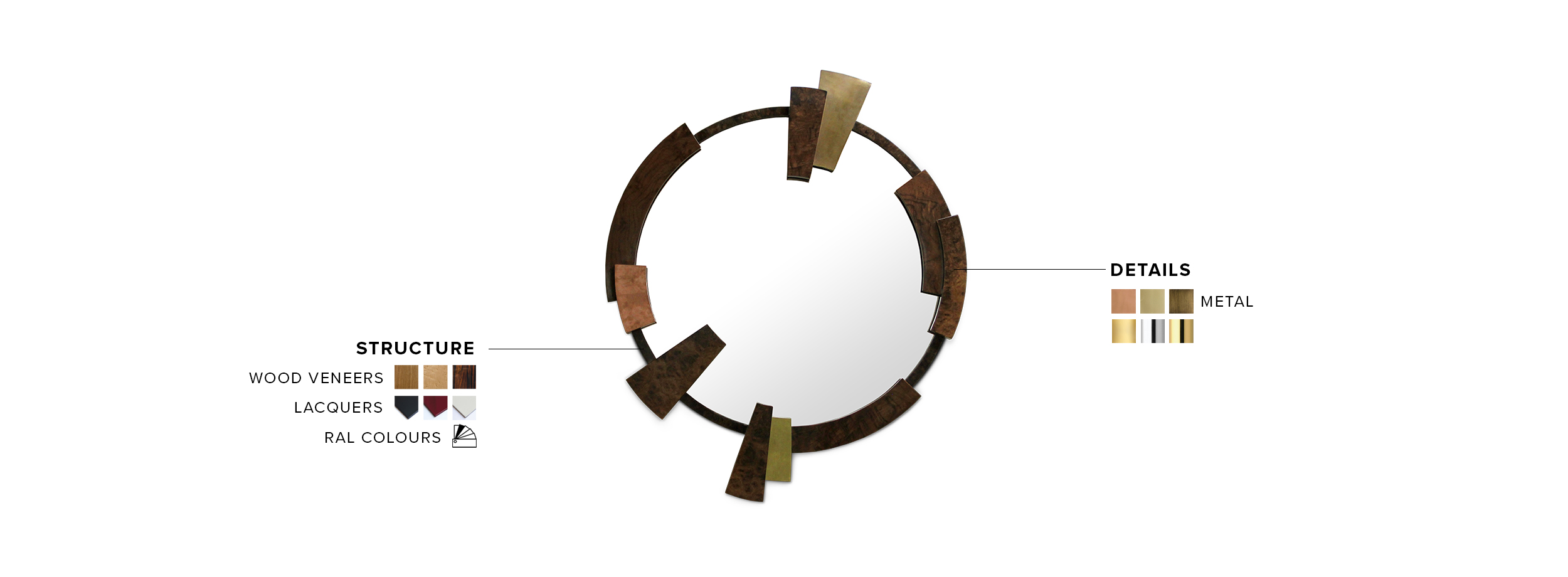Kaamos Mirror - In Brass With A Modern Design - Home'Society