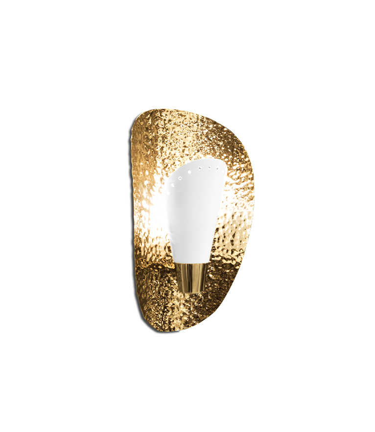 Aruna Wall Ligh - in Hammered Gold Brass and Matte Lacquer Modern Contemporary - Home'Society
