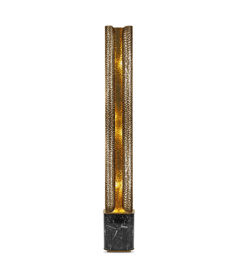 Vellum Floor Lamp - Marble Base with Glossy Brass Structure Modern Contemporary - Home'Society