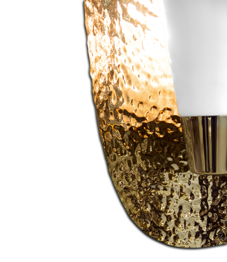 Aruna Wall Ligh - in Hammered Gold Brass and Matte Lacquer Modern Contemporary - Home'Society